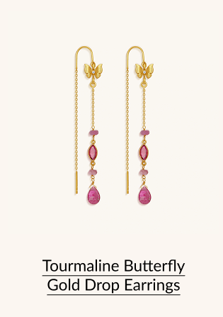 Tourmaline Butterfly Gold Drop Earrings