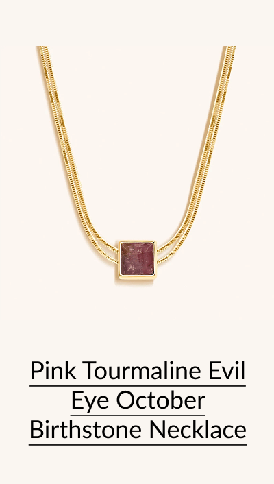 Pink Tourmaline Evil Eye October Birthstone Necklace