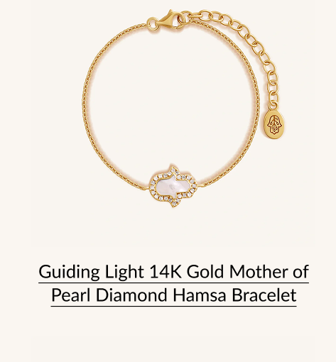 Guiding Light 14K Gold Mother of Pearl Diamond Hamsa Bracelet