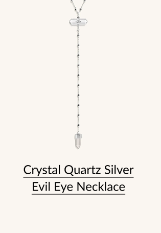 Crystal Quartz Silver Evil Eye Necklace