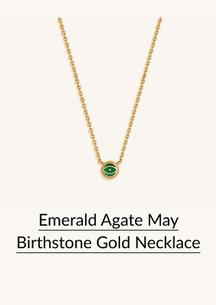 Emerald Agate May Birthstone Gold Necklace