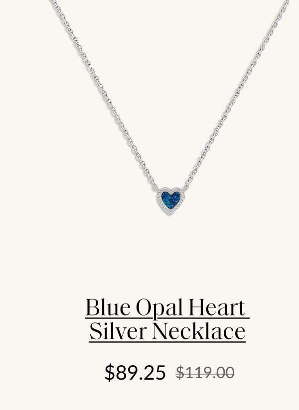 Blue Opal Heart Silver Necklace $89.25