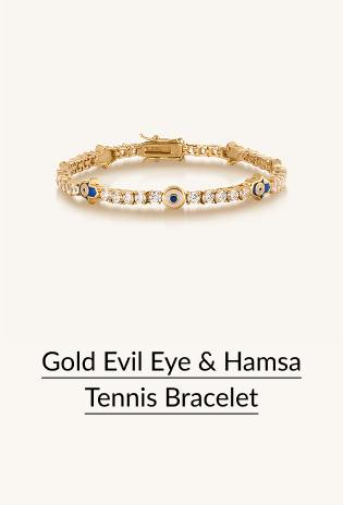 Gold Evil Eye & Hamsa Tennis Bracelet