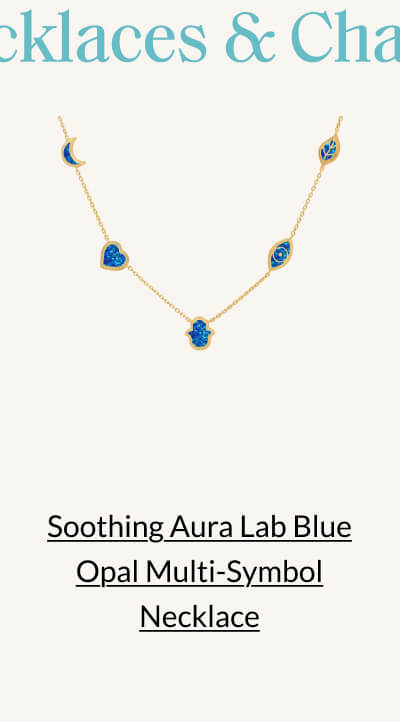 Soothing Aura Lab Blue Opal Multi-Symbol Necklace