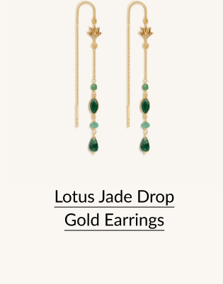 Lotus Jade Drop Gold Earrings