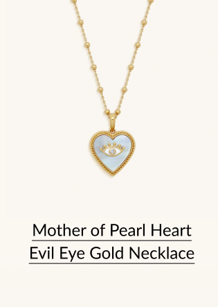 Mother of Pearl Heart Evil Eye Gold Necklace