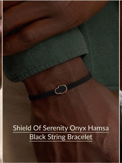 Shield of Serenity Onyx Hamsa Black String Bracelet