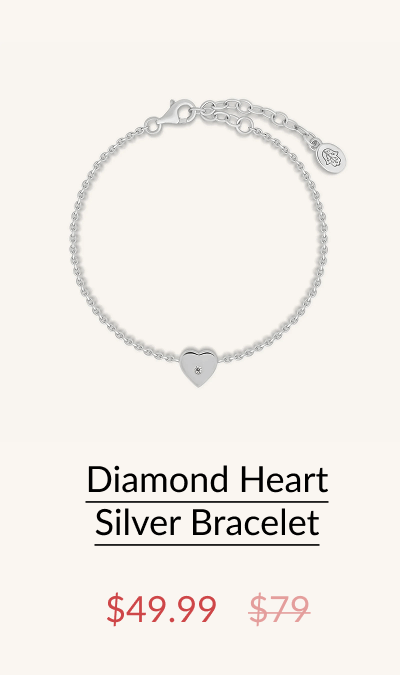Diamond Heart Silver Bracelet