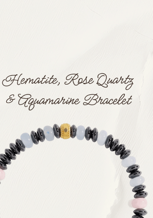 Hematite, Rose Quartz & Aquamarine Bracelet