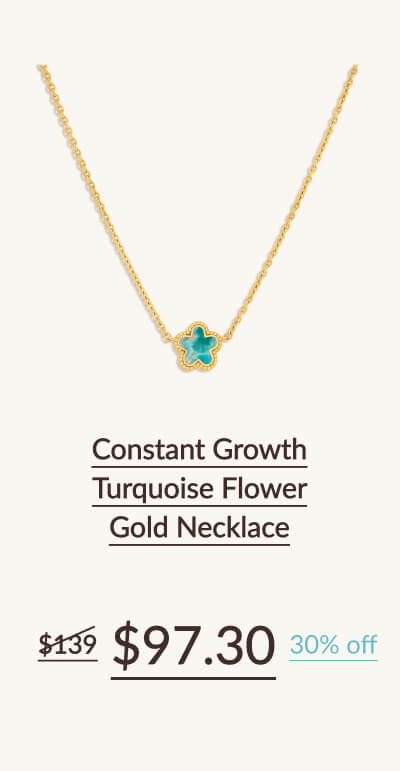 Constant Growth Turquoise Flower Gold Necklace