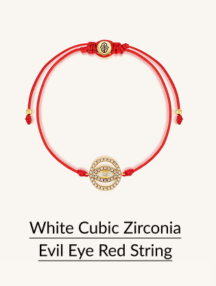 White Cubic Zirconia Evil Eye Red String