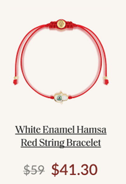 Charismatic Personality - White Enamel Hamsa Red String Bracelet