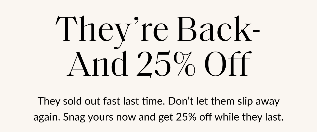 They're back and 25% off evil eye