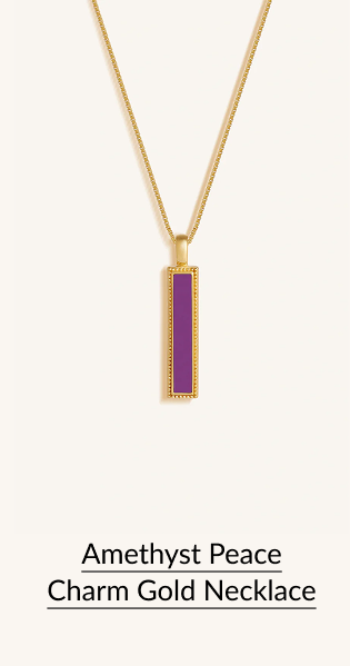 Amethyst Peace Charm Gold Necklace