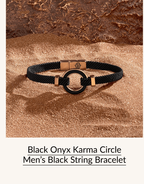 Black Onyx Karma Circle Men's Black String Bracelet