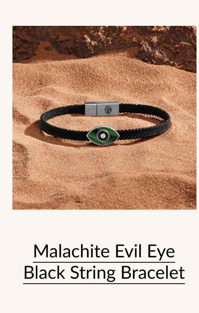 Malachite Evil Eye Black String Bracelet
