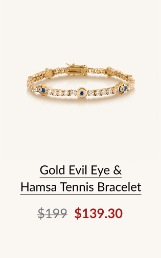 Gold Evil Eye & Hamsa Tennis Bracelet