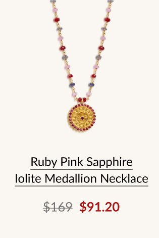 Ruby Pink Sapphire lolite Medallion Necklace