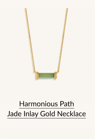 Harmonious Path Jade Inlay Gold Necklace