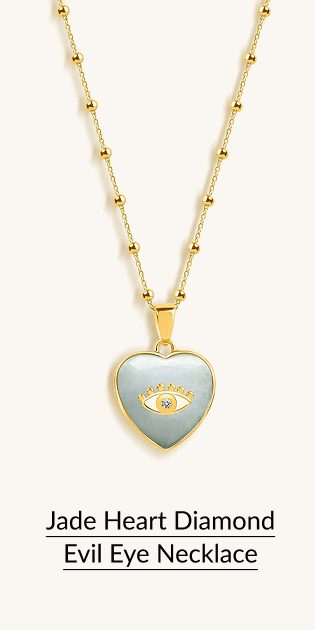Jade Heart Diamond Evil Eye Necklace