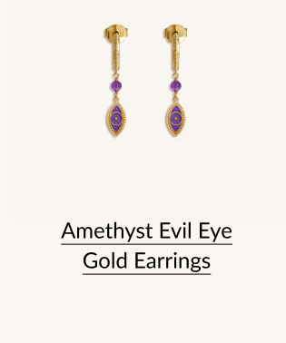 Amethyst Evil Eye Gold Earrings