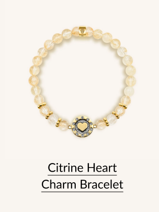 Citrine Heart Charm Bracelet