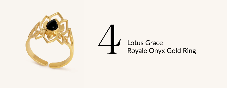 Lotus Grace Royale Onyx Gold Ring