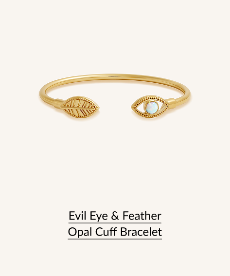 Evil Eye & Feather Opal Cuff Bracelet
