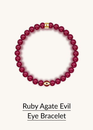 Ruby Agate Evil Eye Bracelet