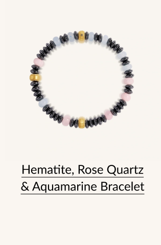 Hematite, Rose Quartz & Aquamarine Bracelet