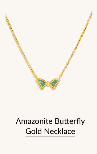 Amazonite Butterfly Gold Necklace