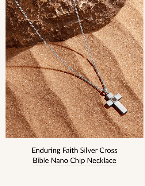 Enduring Faith Silver Cross Bible Nano Chip Necklace