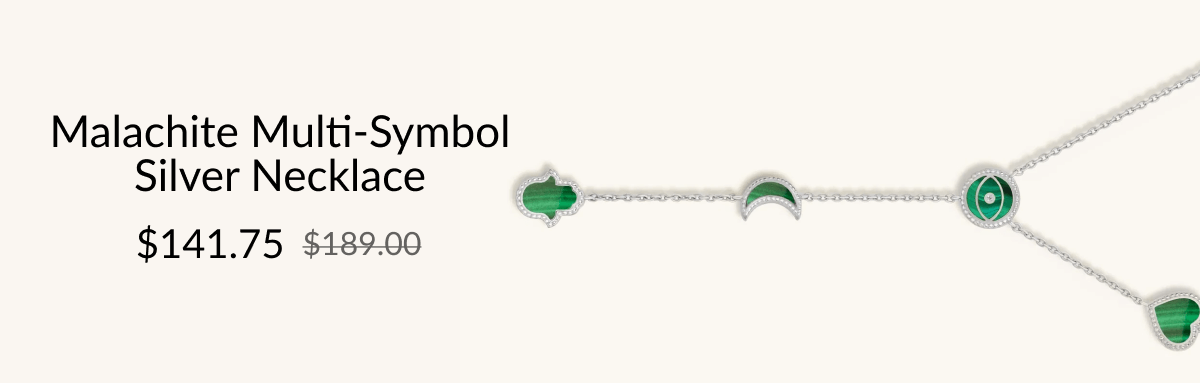 Malachite Multi- Symbol Silver Necklace $141.75