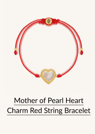 Mother of Pearl Heart Charm Red String Bracelet