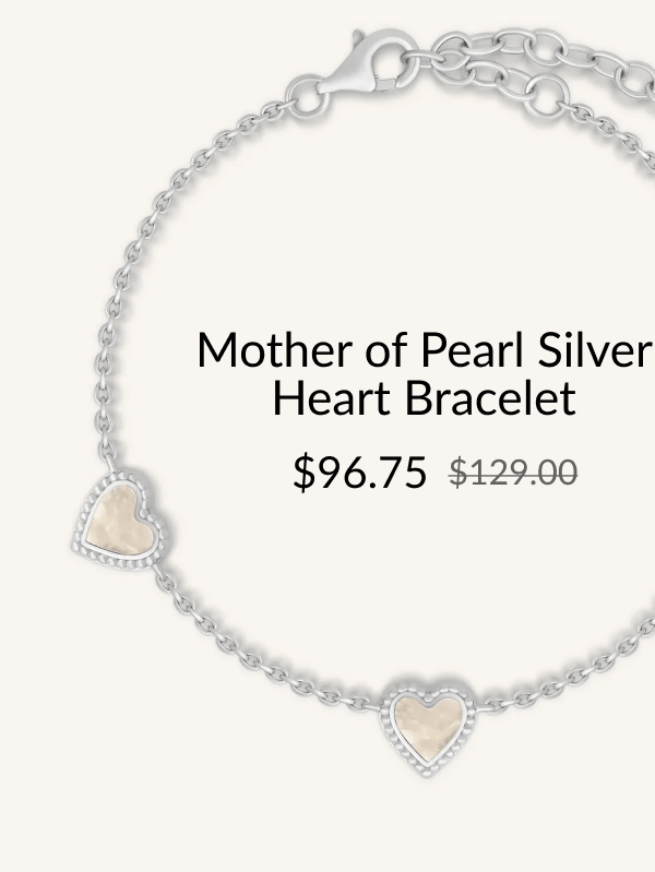 Mother Of Pearl Silver Heart Bracelet $96.75