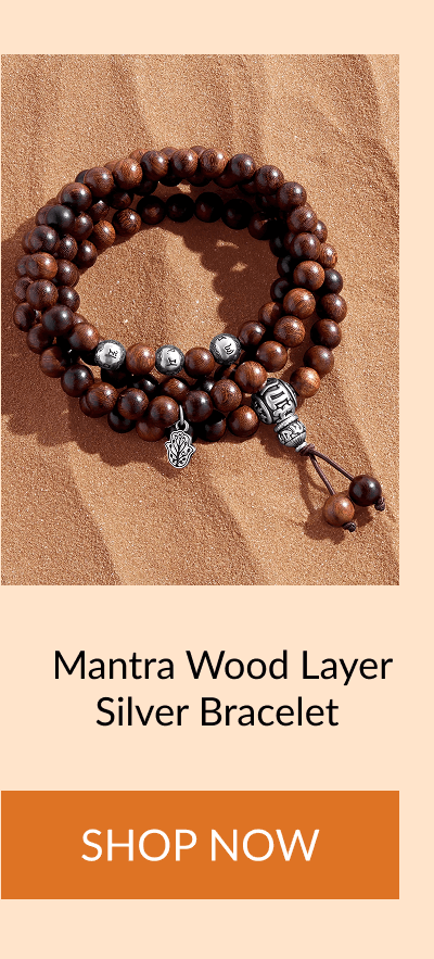 Mantra Wood Layer Silver Bracelet