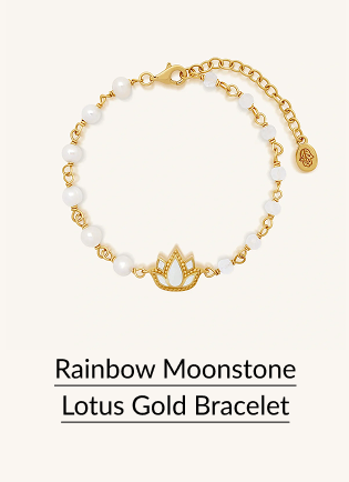Rainbow Moonstone Lotus Gold Bracelet