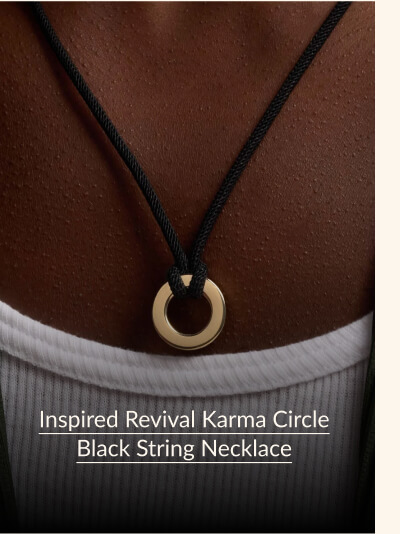 Inspired Revival Karma Circle Black String Necklace