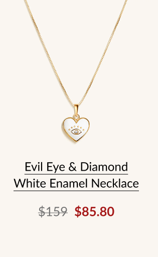 Evil Eve & Diamond White Enamel Necklace
