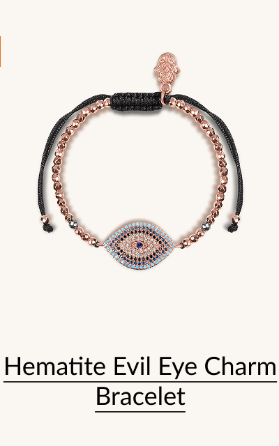 Hematite Evil Eye Charm Bracelet