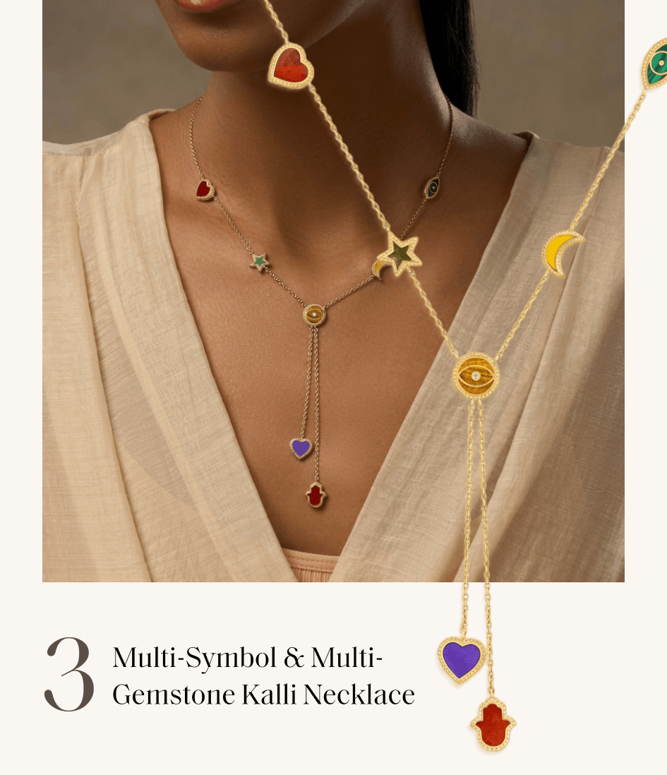 Multi-Symbol & Multi-Gemstone Kalli Necklace