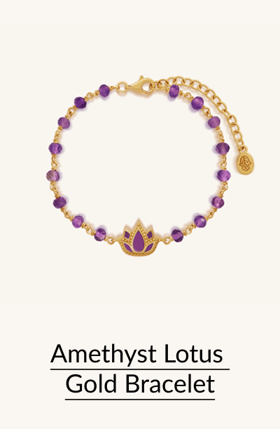 Amethyst Lotus Gold Bracelet