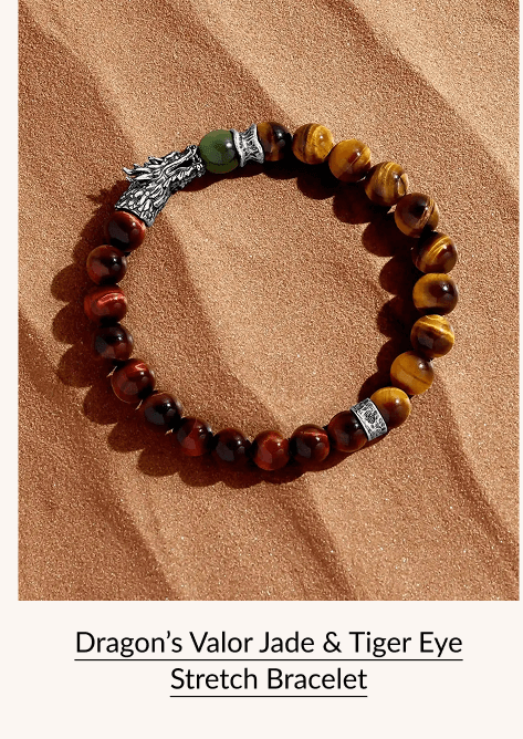 Dragon's Valor Jade & Tiger Eye Stretch Bracelet