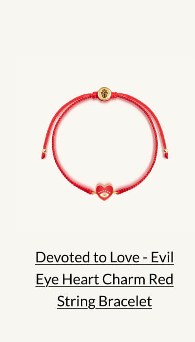 Devoted to Love - Evil Eye Heart Charm Red String Bracelet