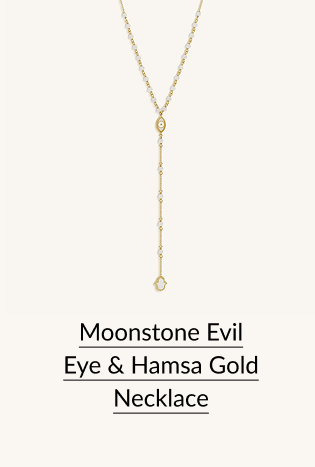 Moonstone Evil Eye & Hamsa Gold Necklace