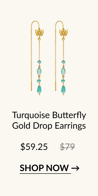 Turquoise Butterfly Gold Drop Earrings $59.25
