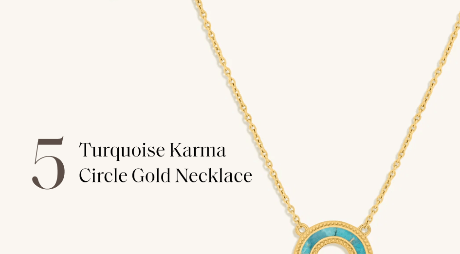 Turquoise Karma Crcle Gold Necklace