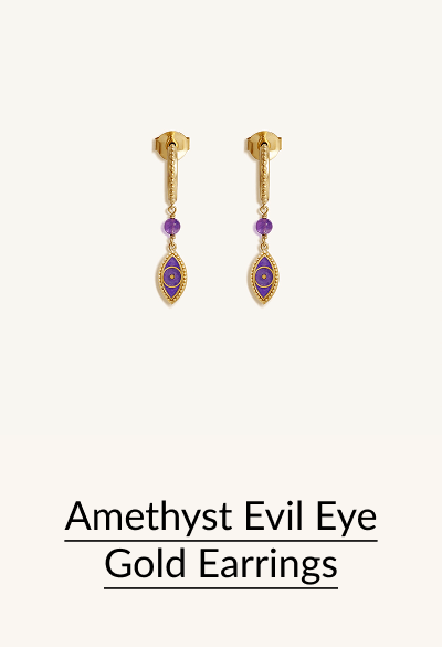 Amethyst Evil Eye Gold Earrings
