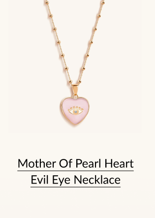 Mother Of Pearl Heart Evil Eye Necklace