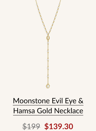 Moonstone Evil Eye & Hamsa Gold Necklace